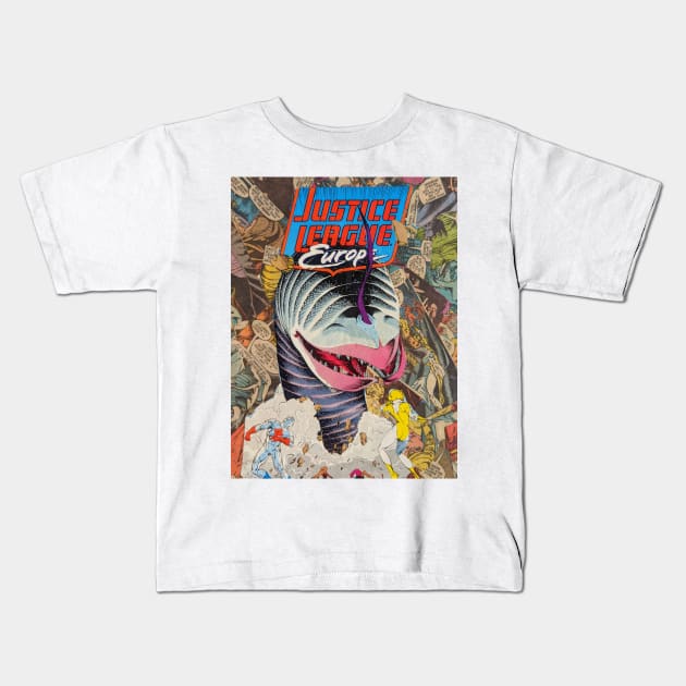Justice League Europe (comic collage) Kids T-Shirt by HMUarts